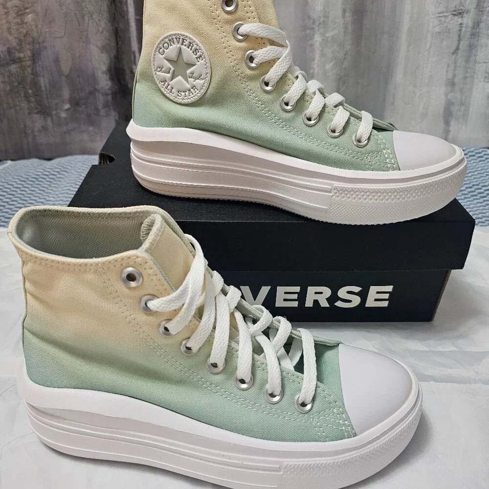 NEW Converse Chuck Taylor Hi Sneakers Ombre Green Platform - Women's Size 6.5 - Picture 2 of 7